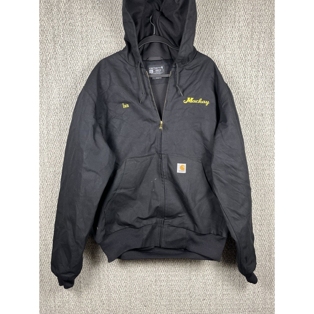 Carhartt Duck Coat Thermal Active Men's Large Black Hooded 0J0131-M (READ)